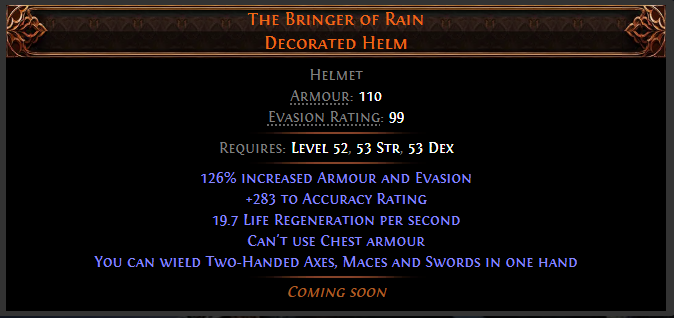 PoE2 update 0.2.0 dawn of the hunt New Uniques The Bringer of Rain