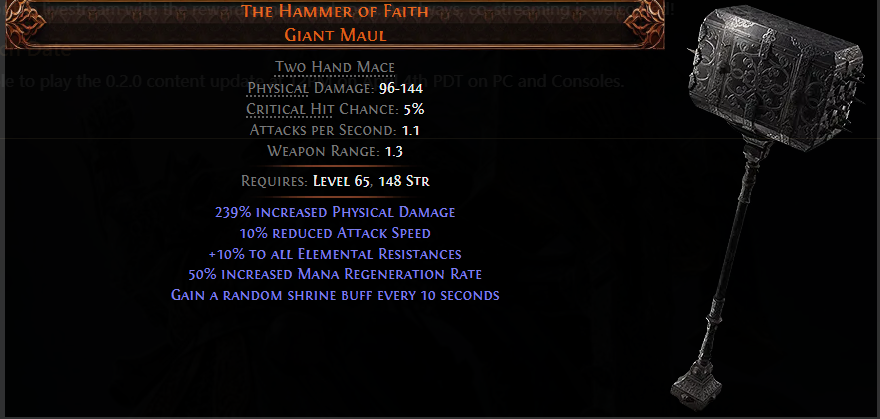 PoE2 update 0.2.0 dawn of the hunt New Uniques The Hammer of Faith