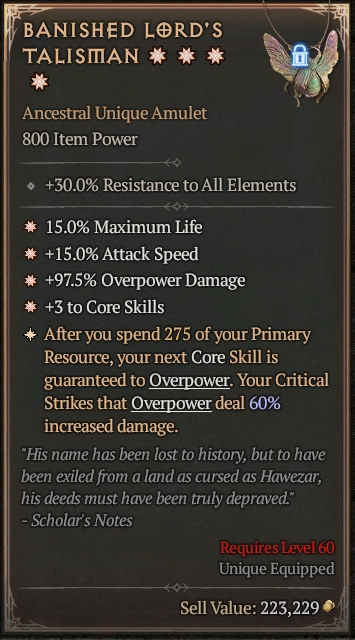 BANISHED LORD'S TALISMAN 4S#3312