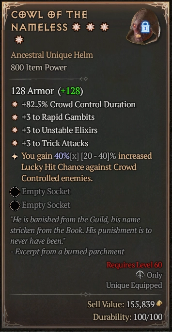 COWL OF THE NAMELESS 2S#3938