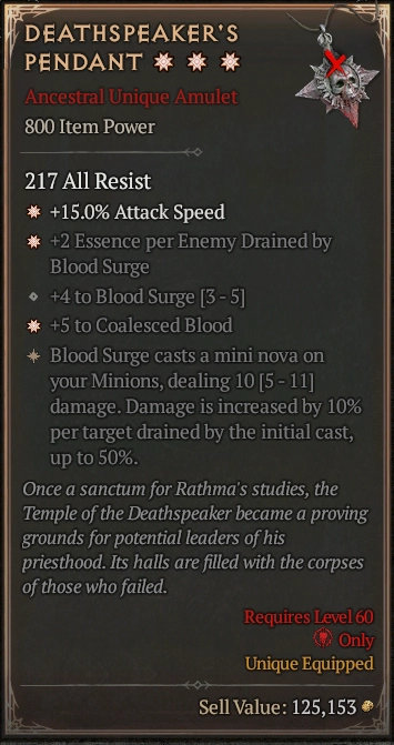 DEATHSPEAKER'S PENDANT 5S#31242