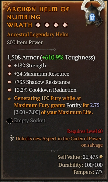 ARCHON HELM OF NUMBING WRATH 5S#31447