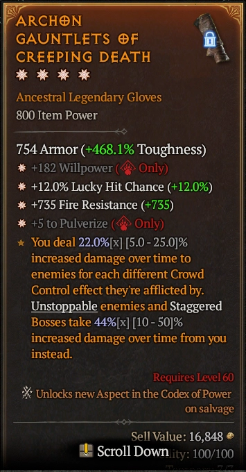 ARCHON GAUNTLETS OF CREEPING DEATH 4S#31856