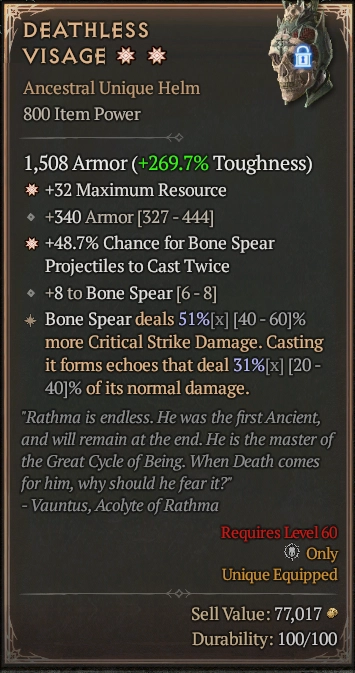 DEATHLESS VISAGE 1S#11384