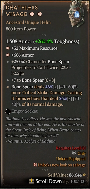 DEATHLESS VISAGE 2S#31345