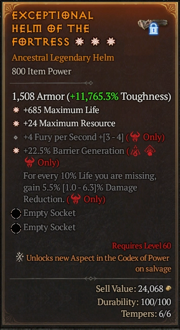 EXCEPTIONAL HELM OF THE FORTRESS 3S#32598