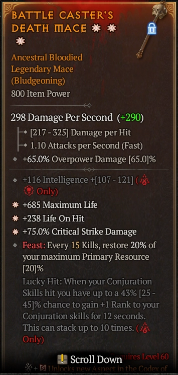 BATTLE CASTER'S DEATH MACE 1S#33948