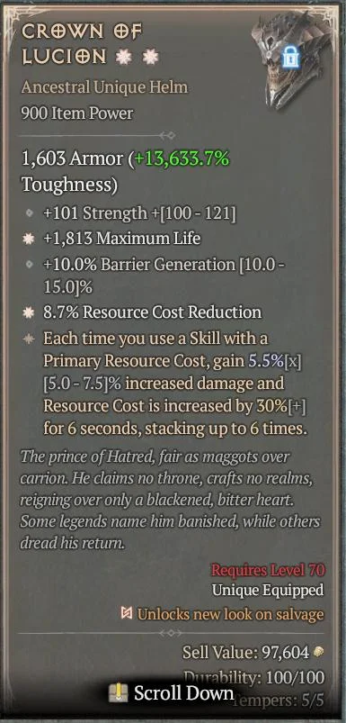 BUY CROWN OF LUCION 1S#11379-Diablo 4 Items
