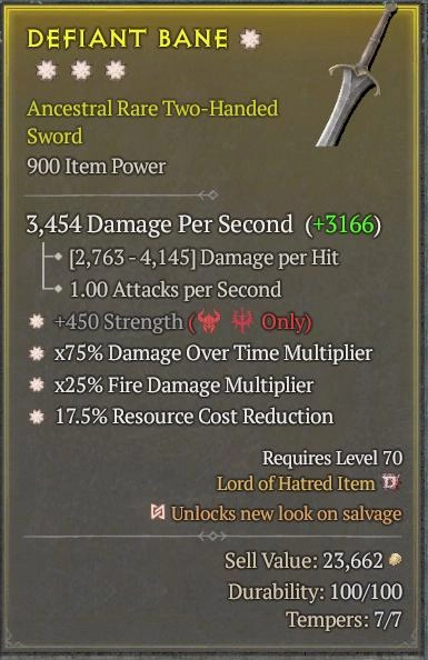 BUY DEFIANT BANE 1S#31804-Diablo 4 Items