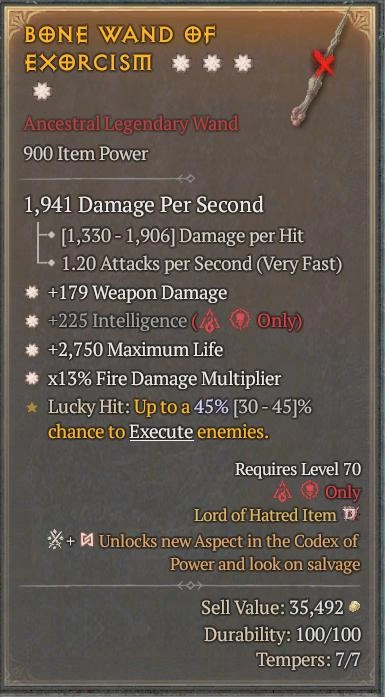 BUY BONE WAND OF EXORCISM 3S#31804-Diablo 4 Items