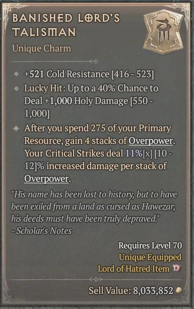 BUY BANISHED LORD'S TALISMAN 4S#31804-2-Diablo 4 Items