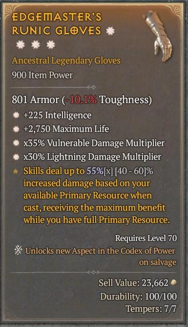 BUY EDGEMASTER'S RUNIC GLOVES 4S#31870-Diablo 4 Items