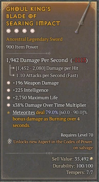 BUY GHOUL KING'S BLADE OF SEARING IMPACT 4S#31870-Diablo 4 Items