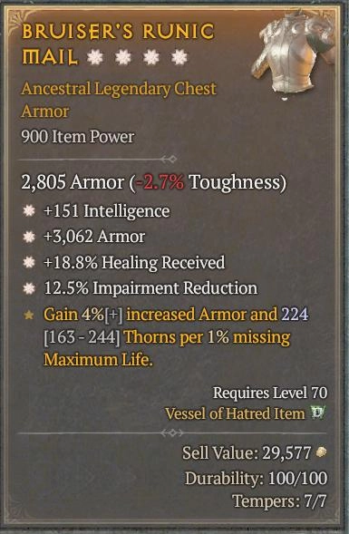 BUY BRUISER'S RUNIC MAIL 4S#31870-Diablo 4 Items