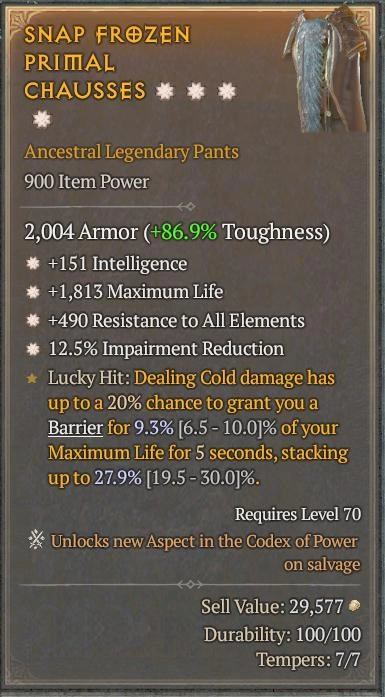 BUY SNAP FROZEN PRIMAL CHAUSSES 4S#31870-Diablo 4 Items