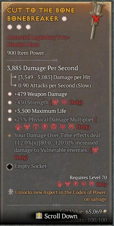 BUY CUT TO THE BONE BONEBREAKER 7S#31870-Diablo 4 Items