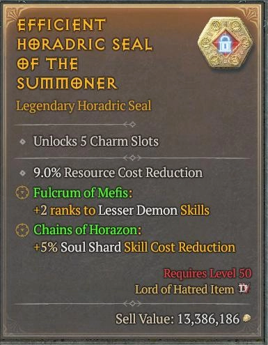 BUY EFFICIENT HORADRIC SEAL OF THE SUMMONER 2S#3312-Diablo 4 Items