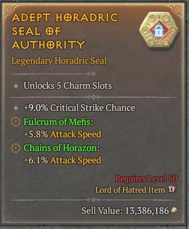 BUY ADEPT HORADRIC SEAL OF AUTHORITY 2S#3312-Diablo 4 Items