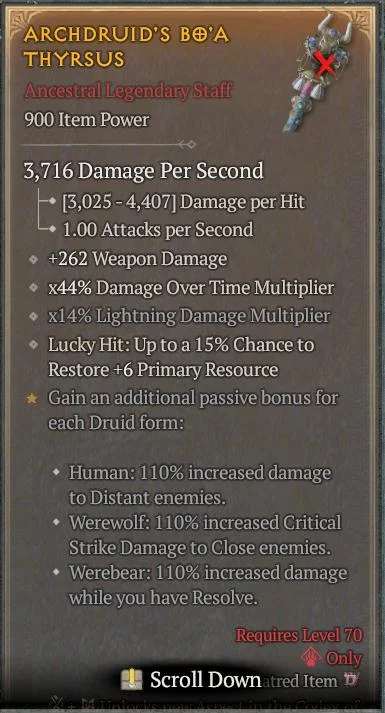 BUY ARCHDRUID'S BO'A THYRSUS 4S#3312-Diablo 4 Items