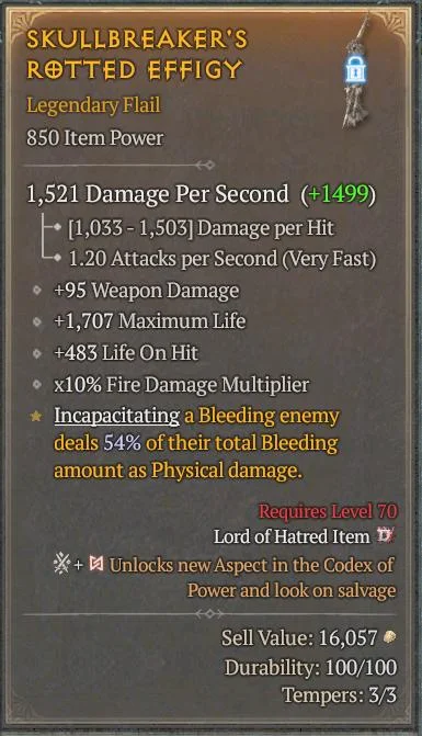 BUY SKULLBREAKER'S ROTTED EFFIGY 5S#3312-Diablo 4 Items