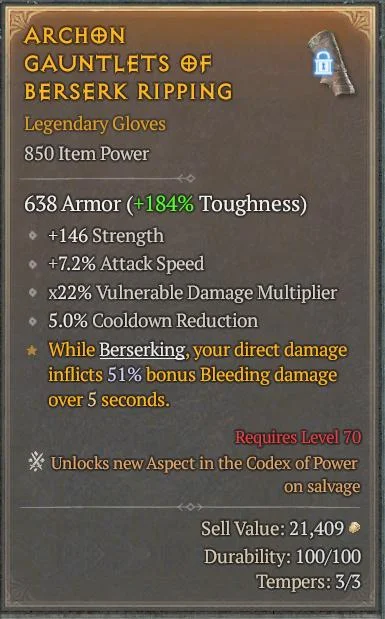BUY ARCHON GAUNTLETS OF BERSERK RIPPING 5S#3312-Diablo 4 Items