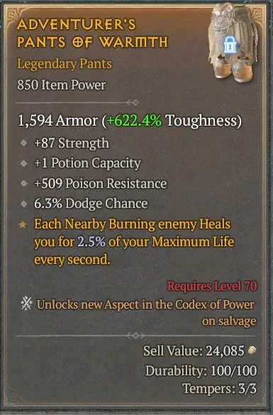BUY ADVENTURER'S PANTS OF WARMTH 6S#3312-2-Diablo 4 Items