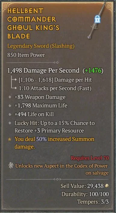 BUY HELLBENT COMMANDER GHOUL KING'S BLADE 7S#3312-Diablo 4 Items