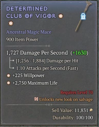 BUY DETERMINED CLUB OF VIGOR 7S#3312-Diablo 4 Items