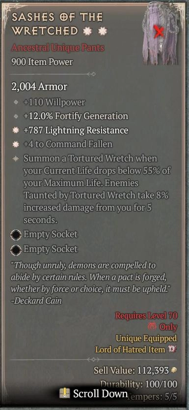 BUY SASHES OF THE WRETCHED 6S#3312-Diablo 4 Items