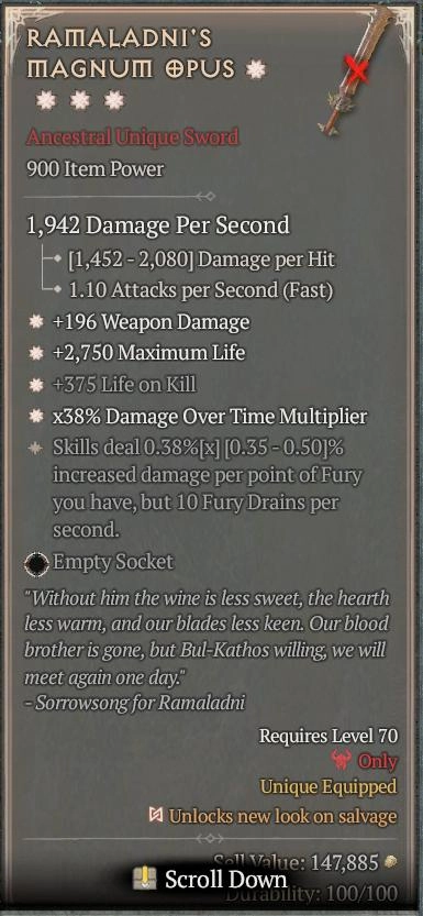 BUY RAMALADNI'S MAGNUM OPUS 1S#33948-Diablo 4 Items
