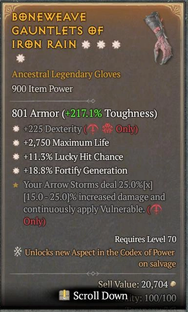 BUY BONEWEAVE GAUNTLETS OF IRON RAIN 1S#33948-Diablo 4 Items