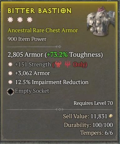 BUY BITTER BASTION 2S#33948-Diablo 4 Items