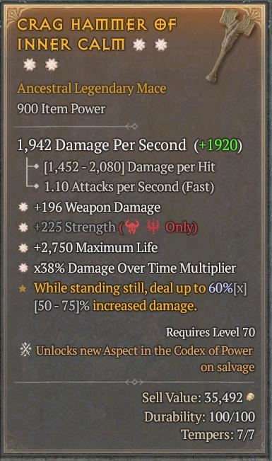 BUY CRAG HAMMER OF INNER CALM 4S#33948-Diablo 4 Items