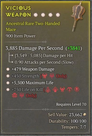 BUY VICIOUS WEAPON 4S#33948-Diablo 4 Items