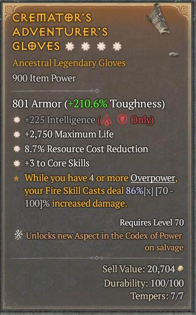 BUY CREMATOR'S ADVENTURER'S GLOVES 4S#33948-Diablo 4 Items