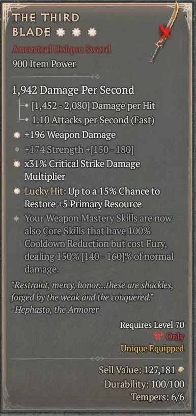 BUY THE THIRD BLADE 7S-0#33948-Diablo 4 Items