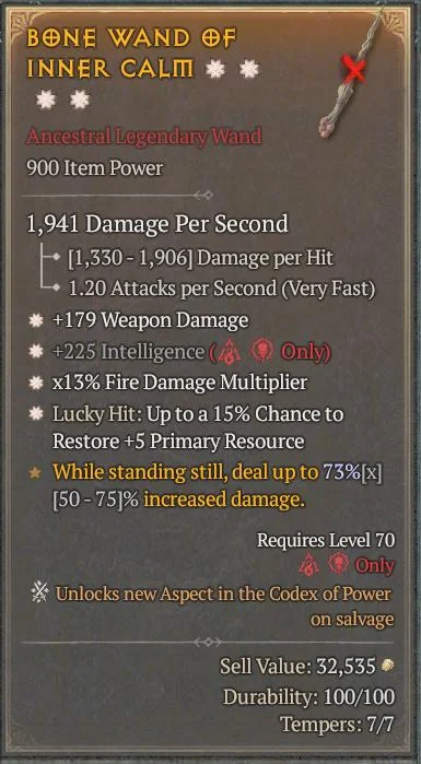 BUY BONE WAND OF INNER CALM 7S-0#33948-Diablo 4 Items