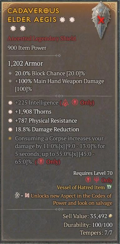 BUY CADAVEROUS ELDER AEGIS 5S-0#33948-Diablo 4 Items