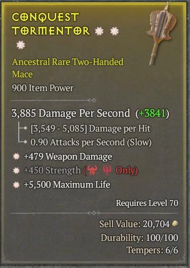 BUY CONQUEST TORMENTOR 5S-0#33948-Diablo 4 Items