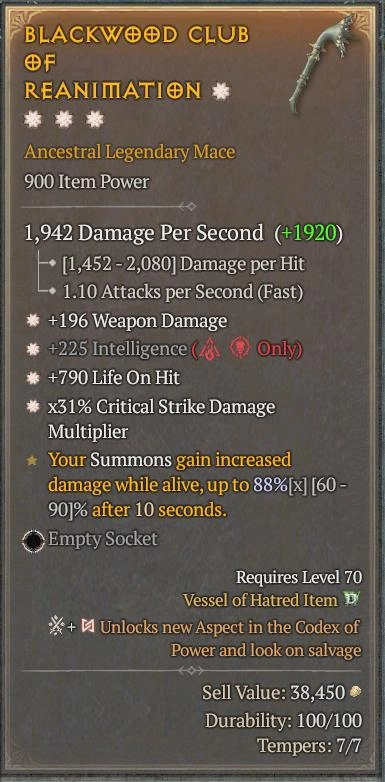 BUY BLACKWOD CLUB OF REANIMATION 5S-0#33948-Diablo 4 Items