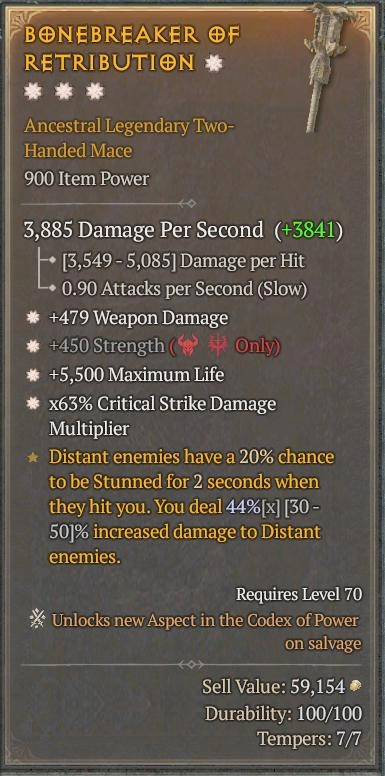 BUY BONEBREAKER OF RETRIBUTION 7S-0#33948-Diablo 4 Items