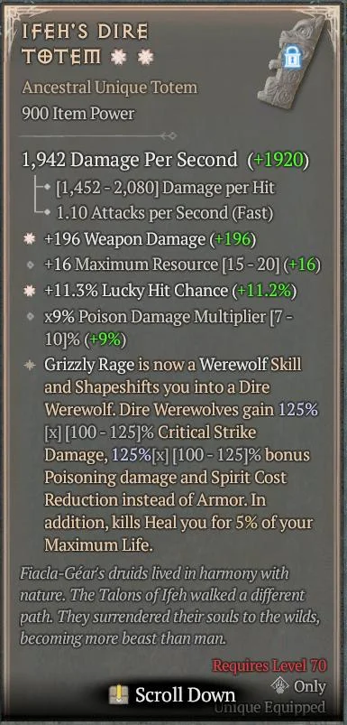 BUY IFEH'S DIRE TOTEM 3S#3938-4-Diablo 4 Items