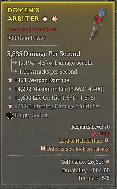 BUY DOYEN'S ARBITER 56-3S#3938-Diablo 4 Items