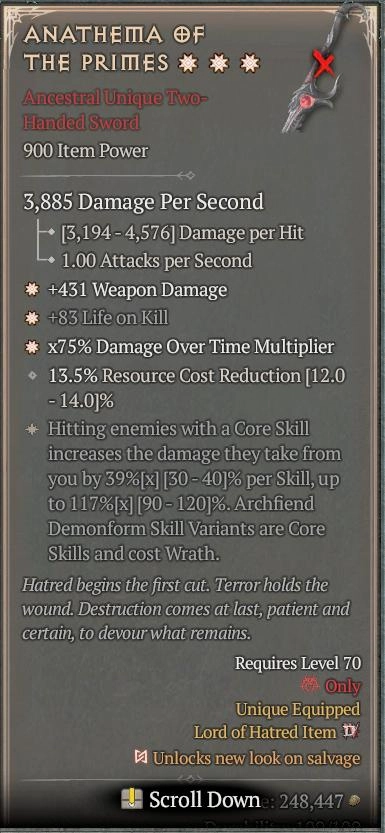 BUY ANATHEMA OF THE PRIMES 56-4S#3938-Diablo 4 Items