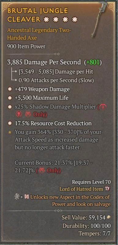 BUY BRUTAL JUNGLE CLEAVER 56-4S#3938-Diablo 4 Items