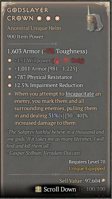 BUY GODSLAYER CROWN 56-4S#3938-Diablo 4 Items