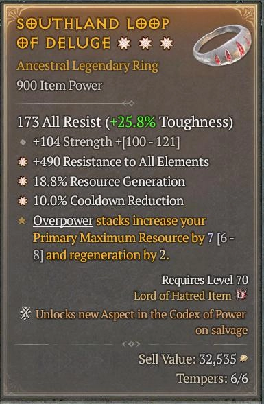 BUY SOUTHLAND LOOP OF DELUGE 56-5S#3938-Diablo 4 Items