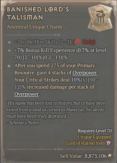 BUY BANISHED LORD'S TALISMAN 57-6S#3938-Diablo 4 Items