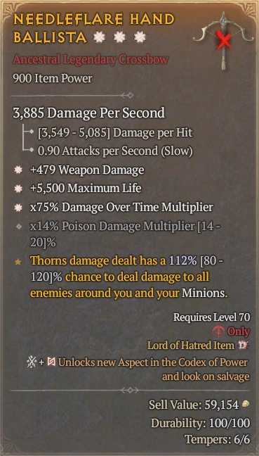 BUY NEEDLEFLARE HAND BALLISTA 57-6S#3938-Diablo 4 Items