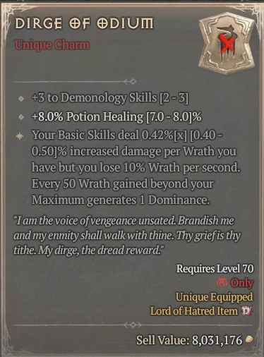 BUY DIRGE OF DIUM 57-6S#3938-Diablo 4 Items